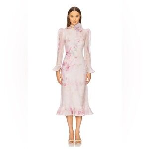 Zimmermann Crush Flower Midi Dress in Pink Floral